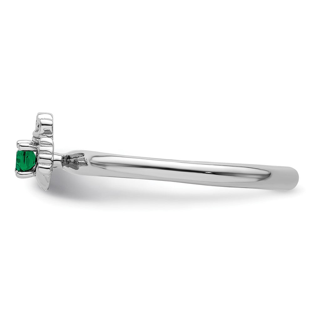 Shop Stylish Sterling Silver Stackable Claddagh Ring with Emerald Accent