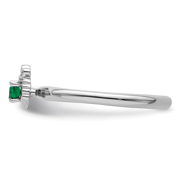 Exclusive Stackable Claddagh Ring in Sterling Silver with Emerald Accent-3
