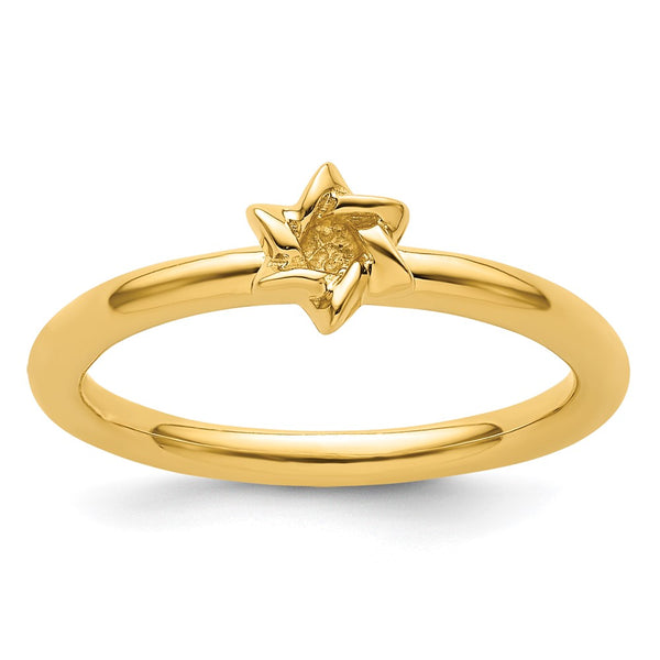 Yellow-Plated Sterling Silver Stackable Star of David Ring