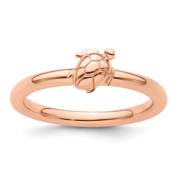 Pink-Plated Turtle Ring in Sterling Silver - Stackable 7mm