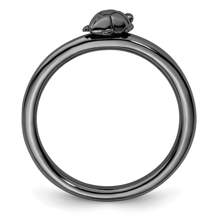 Shop Stylish Black-Plated Turtle Ring - .85mm Sterling Silver Stackable-2