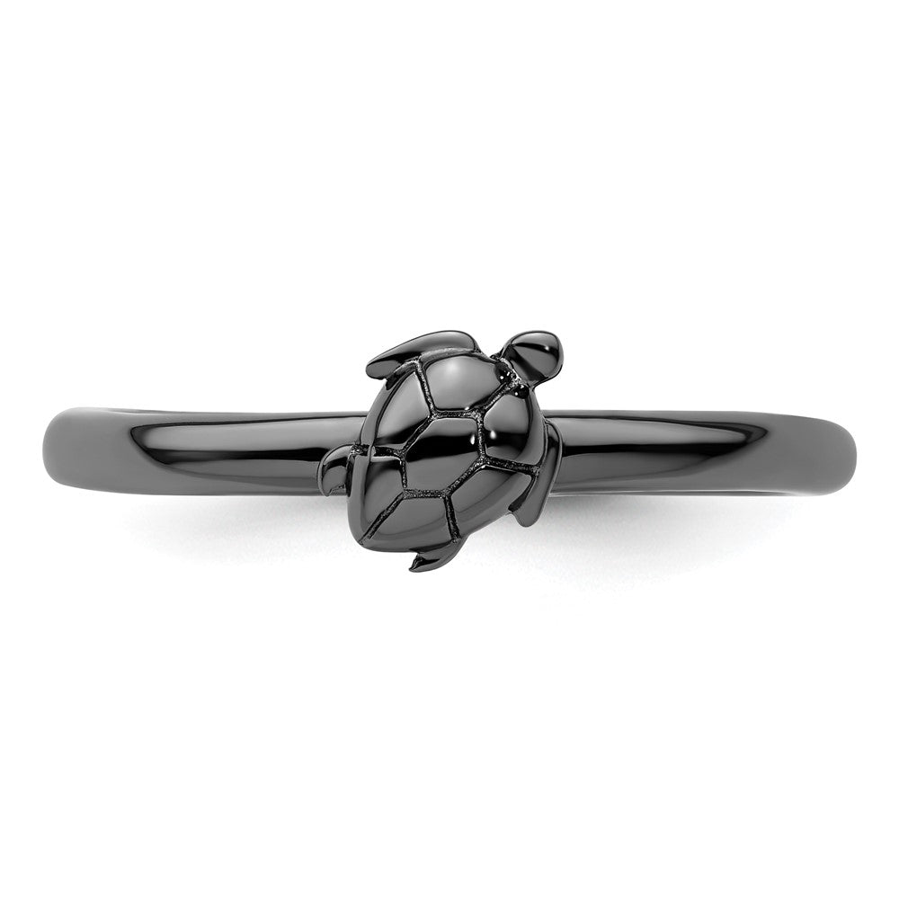 Shop Stylish Black-Plated Turtle Ring - .85mm Sterling Silver Stackable