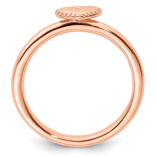 Pink-Plated Heart Padlock Ring - Sterling Silver, Stackable