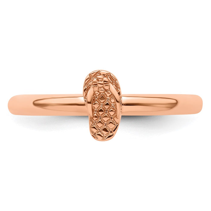 Buy Stylish Pink-Plated Sterling Silver Stackable Flip Flop Ring - 14K Value-4