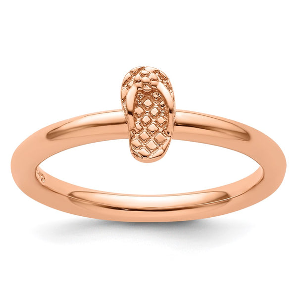 Sterling Silver Stackable Flip-Flop Ring with Pink Plating