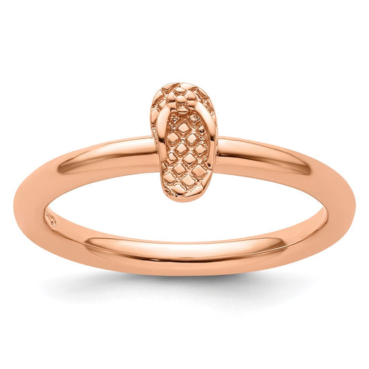 Buy Stylish Pink-Plated Sterling Silver Stackable Flip Flop Ring - 14K Value