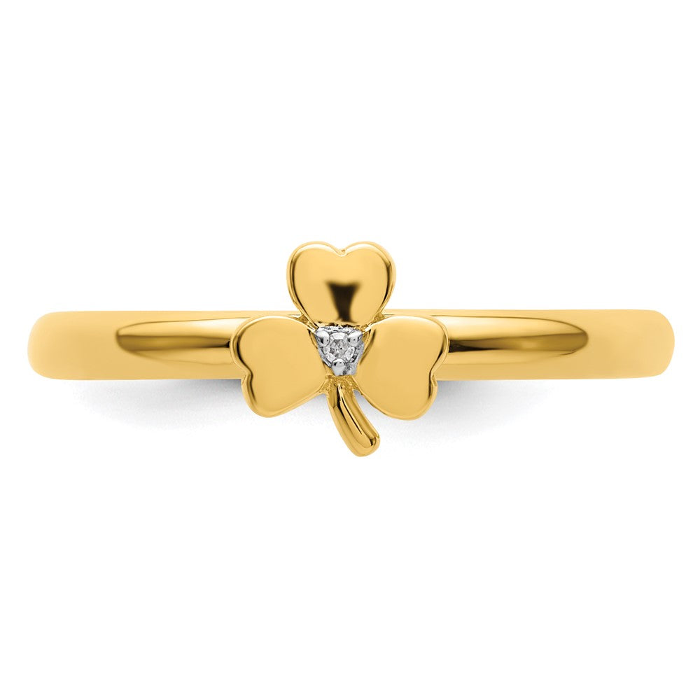 Shop Stylish Yellow-Plated Sterling Silver Clover Ring with Diamond Accent
