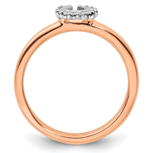 Exclusive Pink-Plated Sterling Silver Horseshoe Ring with 0.05 CT Diamonds