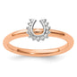 Buy Exclusive Pink-Plated Sterling Silver Horseshoe Ring with Diamond Accents-1