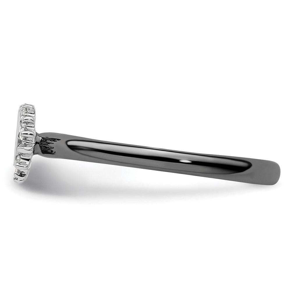 Shop Exclusive Black-Plated Sterling Silver Horseshoe Ring with Diamond Accents