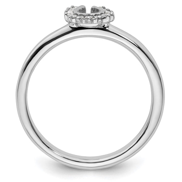 Rhodium-Plated Sterling Silver Stackable Horseshoe Ring - 14K Gold