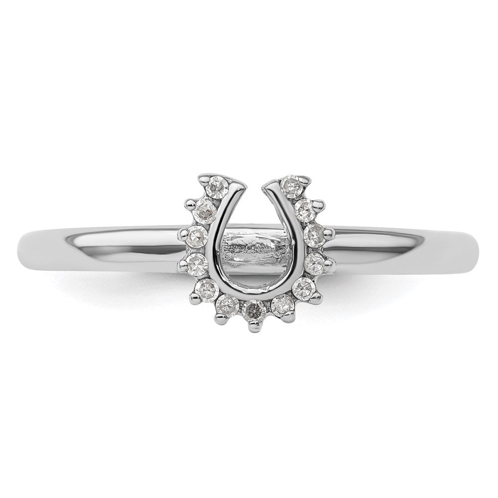 Shop Stylish Rhodium-Plated Sterling Silver Stackable Horseshoe Ring - 14K Gold Finish