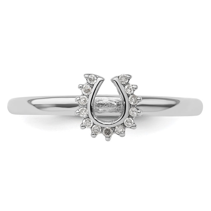 Shop Stylish Rhodium-Plated Sterling Silver Stackable Horseshoe Ring - 14K Gold Finish-4
