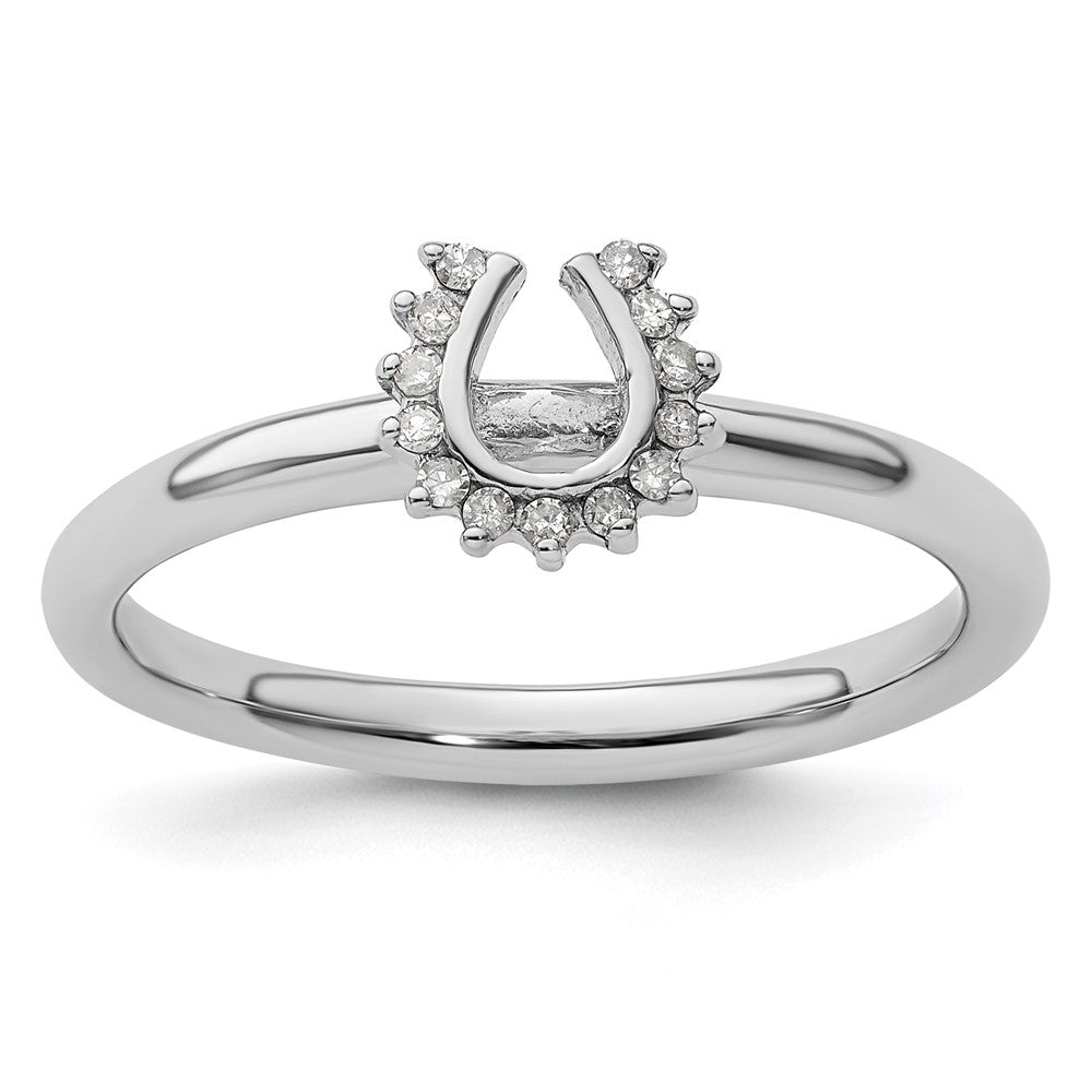 Shop Stylish Rhodium-Plated Sterling Silver Stackable Horseshoe Ring - 14K Gold Finish