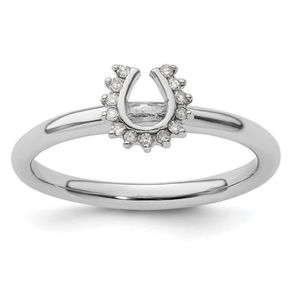 Shop Stylish Rhodium-Plated Sterling Silver Stackable Horseshoe Ring - 14K Gold Finish