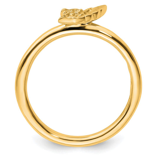 High-Quality Yellow-Plated Sterling Silver Stackable Angel Wing Ring - Stylish Value