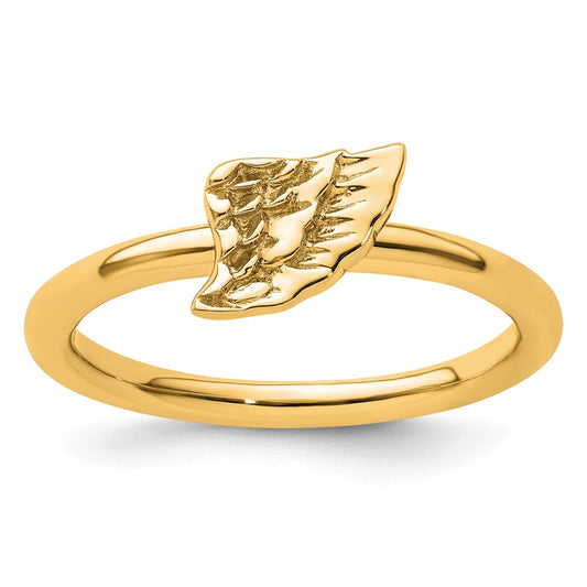 Buy Stylish Yellow-Plated Sterling Silver Stackable Angel Wing Ring - 14K Gold Shine