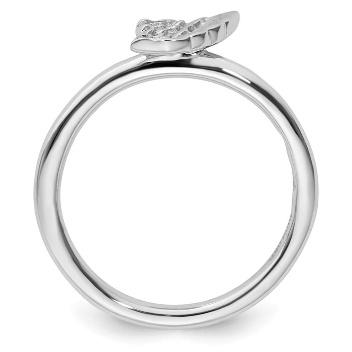 Shop Stylish Rhodium-Plated Sterling Silver Stackable Angel Wing Ring - Affordable Elegance-2