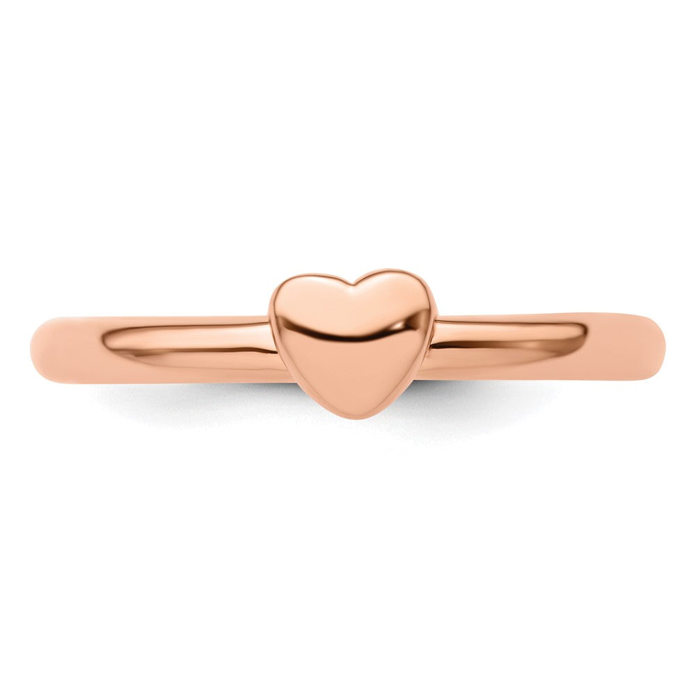 Shop Stylish Pink-Plated Puffed Heart Ring in Sterling Silver - Stackable Luxury