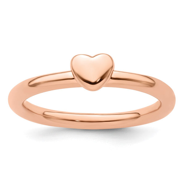 Pink-Plated Puffed Heart Ring in Sterling Silver
