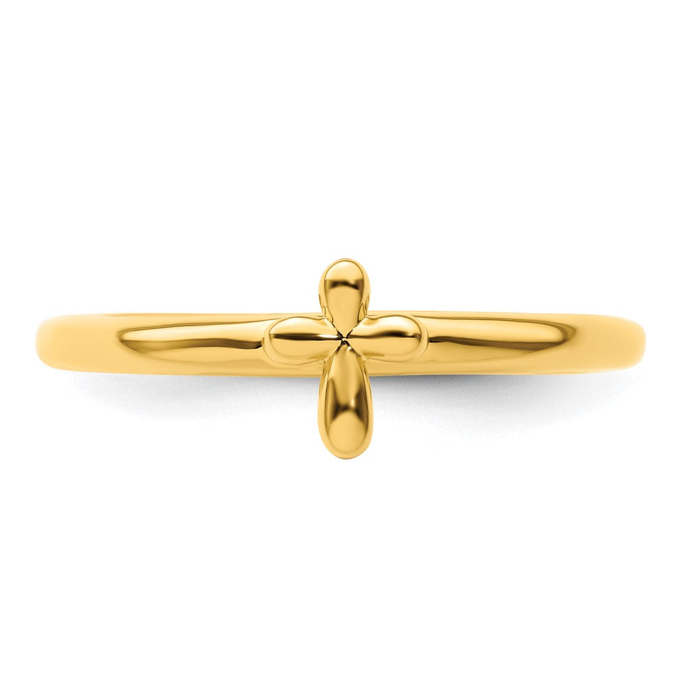Exclusive Gold-Plated Cross Ring - Stylish Sterling Silver Stackable Design