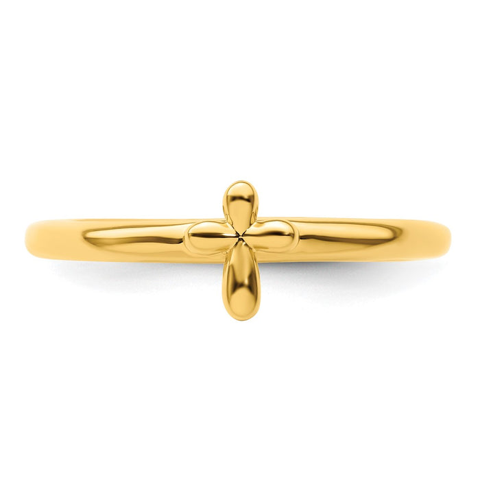 Exclusive Gold-Plated Cross Ring - Stylish Sterling Silver Stackable Design-4