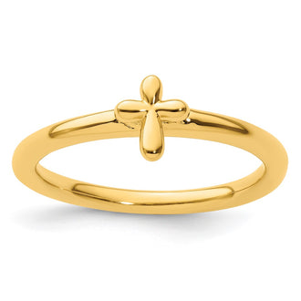 Buy Stylish Gold-Plated Cross Ring in Sterling Silver - Stackable Expressions