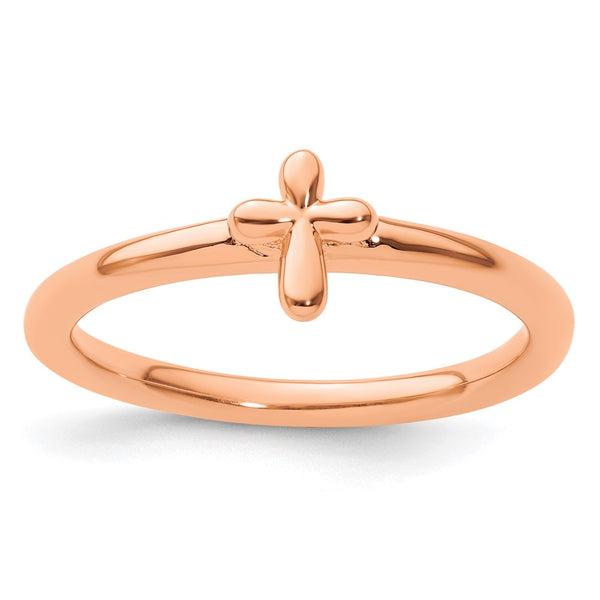Rose Gold-Plated Sterling Silver Stackable Cross Ring