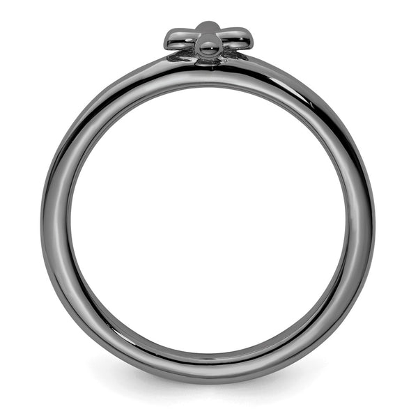 Ruthenium-Plated Sterling Silver Stackable Cross Ring
