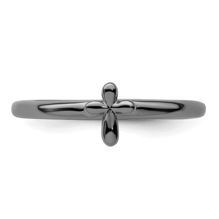 Order Stylish Ruthenium-Plated Sterling Silver Stackable Cross Ring - 14K Value-4