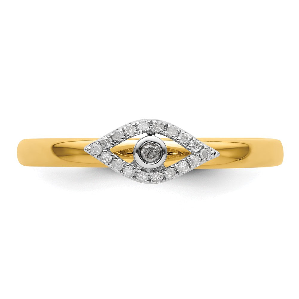 High-Quality Sterling Silver Stackable Evil Eye Ring with Diamond Accents