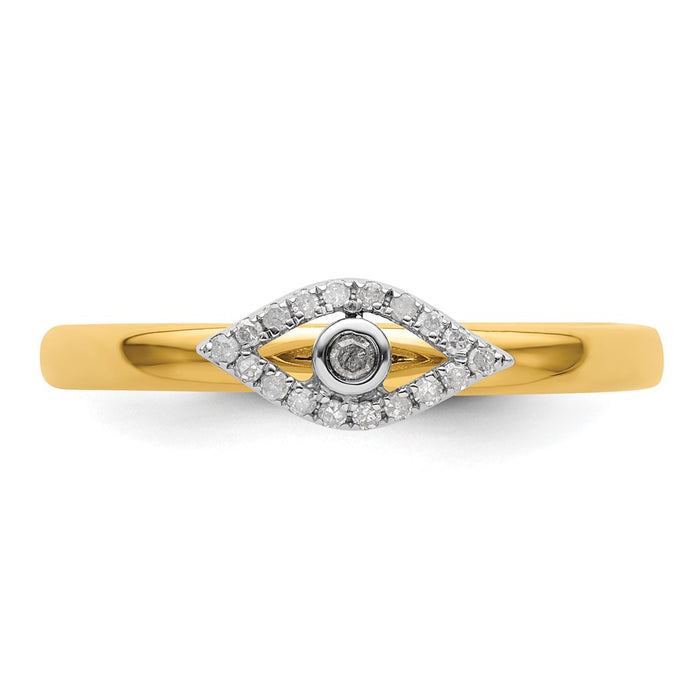 High-Quality Sterling Silver Stackable Evil Eye Ring with Diamond Accents-4