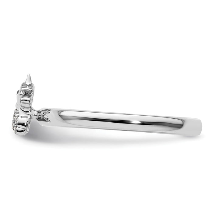 Shop Stylish Sterling Silver Stackable Unicorn Diamond Ring - 14K Gold Touch-3