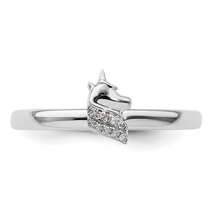 Shop Stylish Sterling Silver Stackable Unicorn Diamond Ring - 14K Gold Touch-4