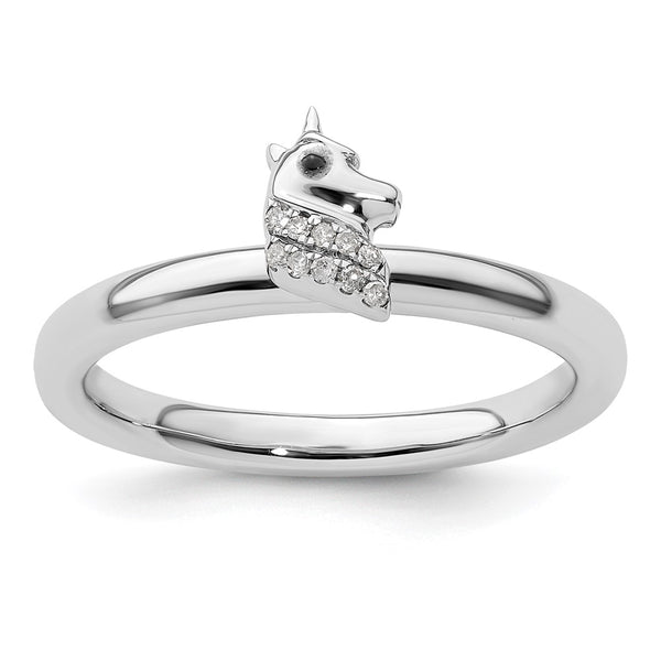 Sterling Silver Stackable Unicorn Diamond Ring