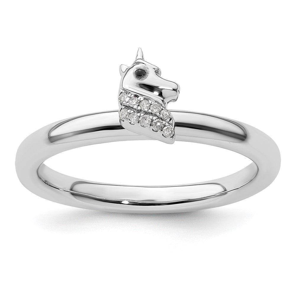 Shop Stylish Sterling Silver Stackable Unicorn Diamond Ring - 14K Gold Touch