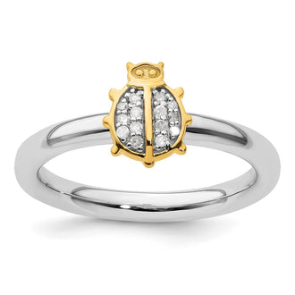 Buy Stylish Gold-Plated Ladybug Ring in Sterling Silver - Affordable Stackable Design