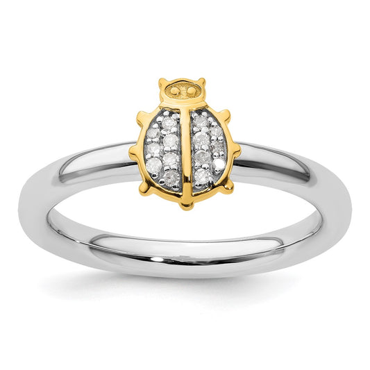 Buy Stylish Gold-Plated Ladybug Ring in Sterling Silver - Affordable Stackable Design