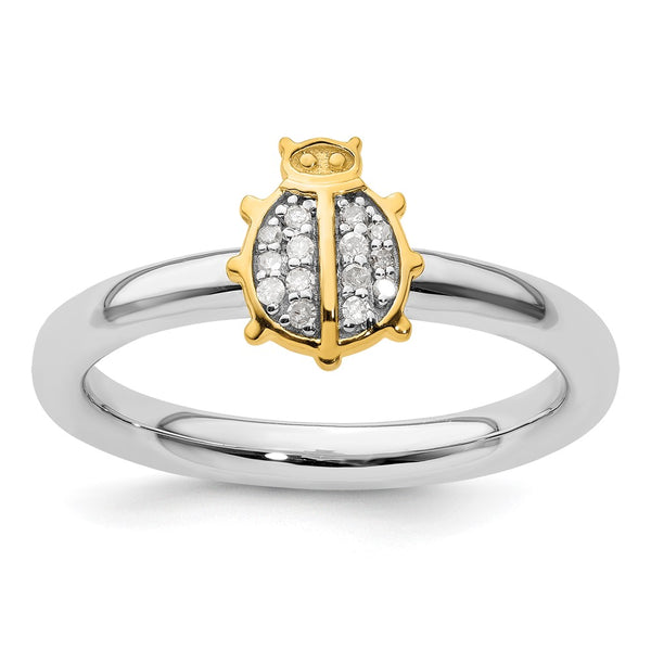 Gold-Plated Ladybug Stackable Ring - Sterling Silver