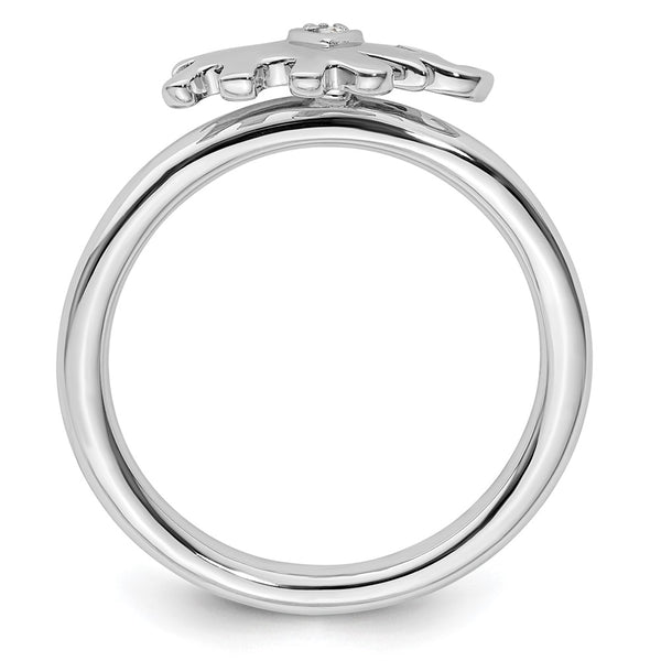 Sterling Silver Stackable Elephant Diamond Ring