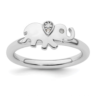 High-Quality Sterling Silver Stackable Elephant Diamond Ring - Stylish Value!