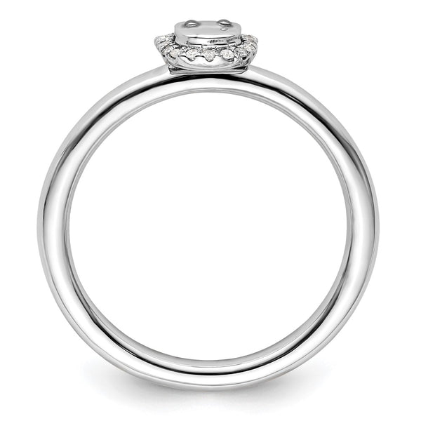 Sterling Silver Cat Diamond Stackable Ring