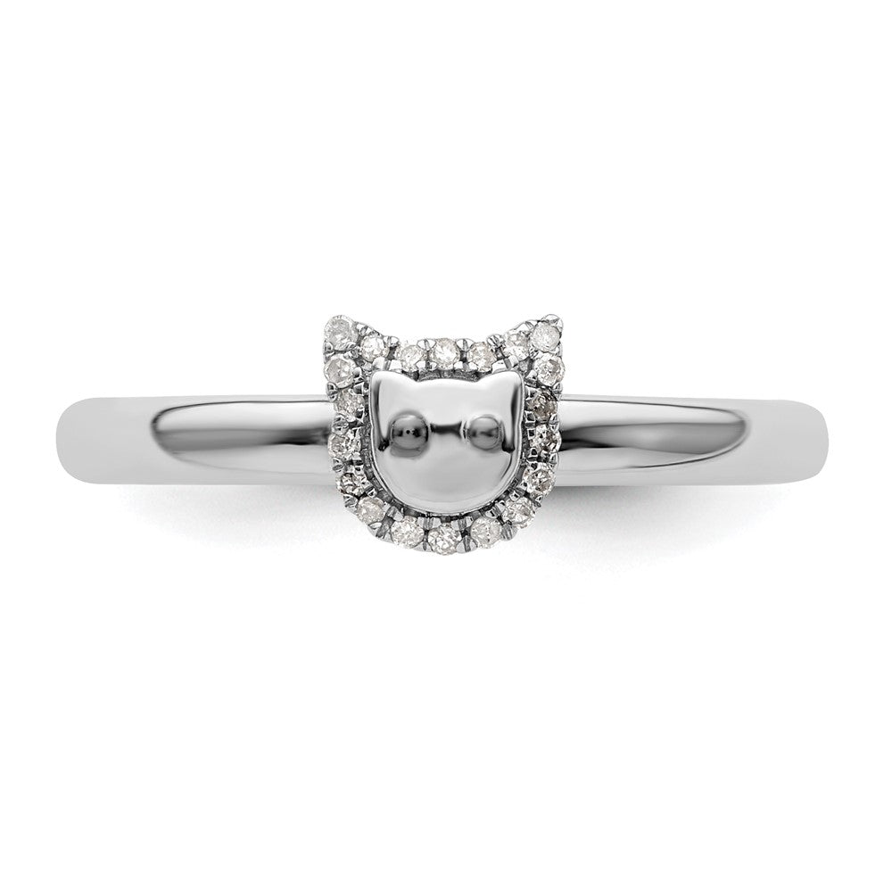 Shop Stylish Sterling Silver Stackable Cat Diamond Ring - 14K Gold Accents