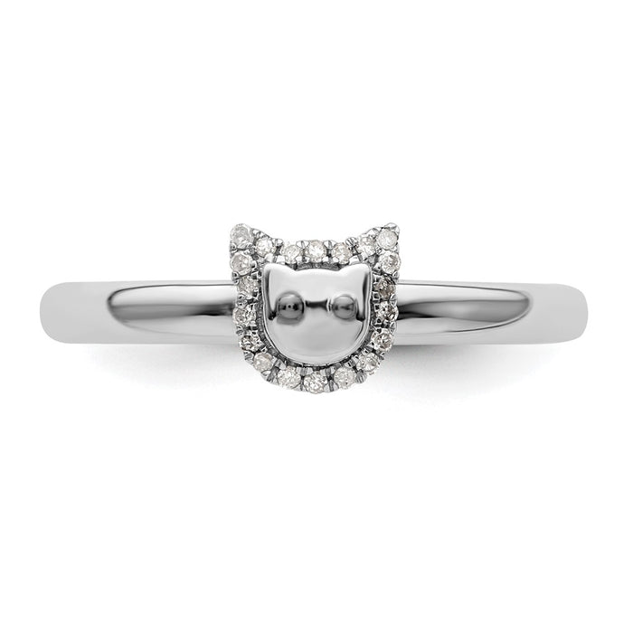 Shop Stylish Sterling Silver Stackable Cat Diamond Ring - 14K Gold Accents-4