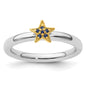 Buy Luxury Gold-Plated Stackable SS Expression Ring w/ Created Sapphire Star-1