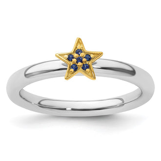 Shop Exclusive Gold-Plated Stackable Star Ring, 14K Gold, Affordable Sapphire