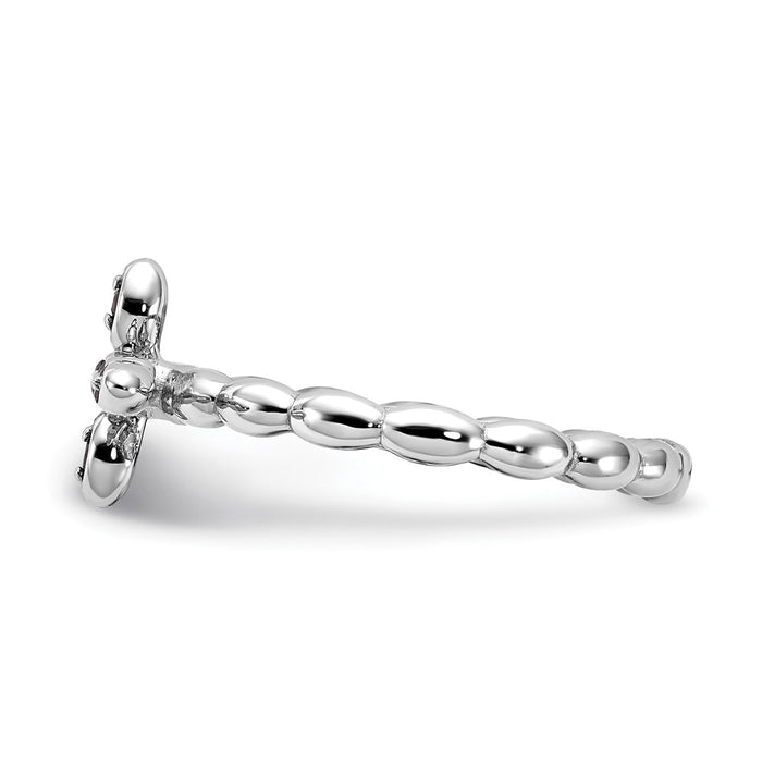 Buy Exclusive Rhodium-Plated Garnet Cross Ring in Sterling Silver - Stylish Stackable Design-3