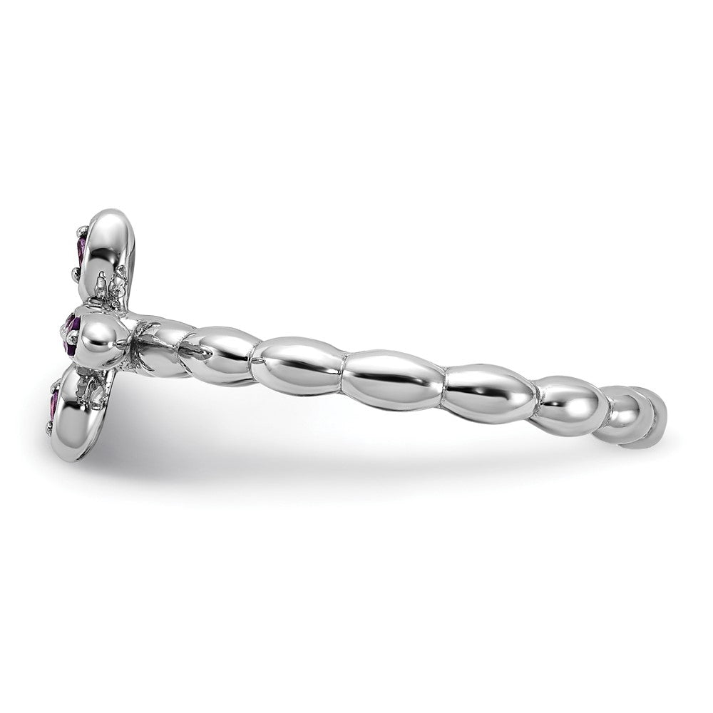 Buy Stylish Rhodium-Plated Amethyst Cross Ring in Sterling Silver - 14K Value