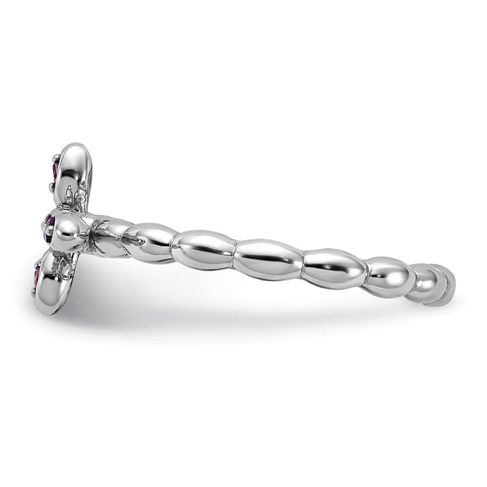 Buy Stylish Rhodium-Plated Amethyst Cross Ring in Sterling Silver - 14K Value-3