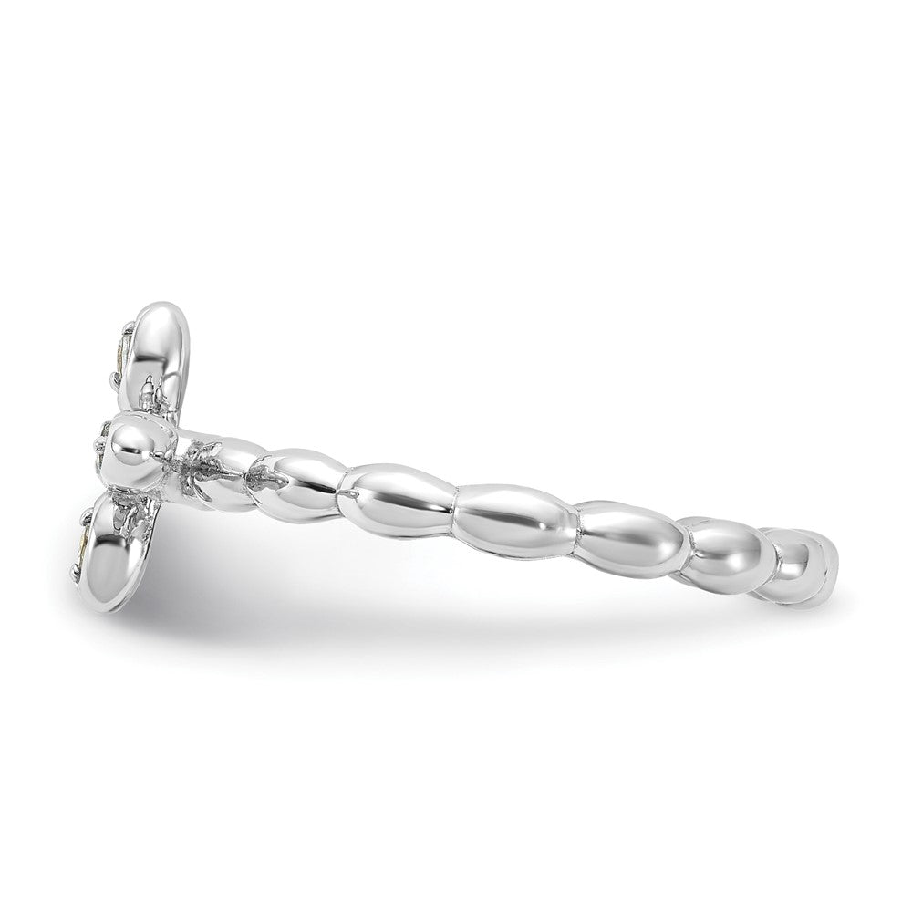 Exclusive Rhodium-Plated Aquamarine Cross Ring in Sterling Silver - Stylish Stackable Expressions